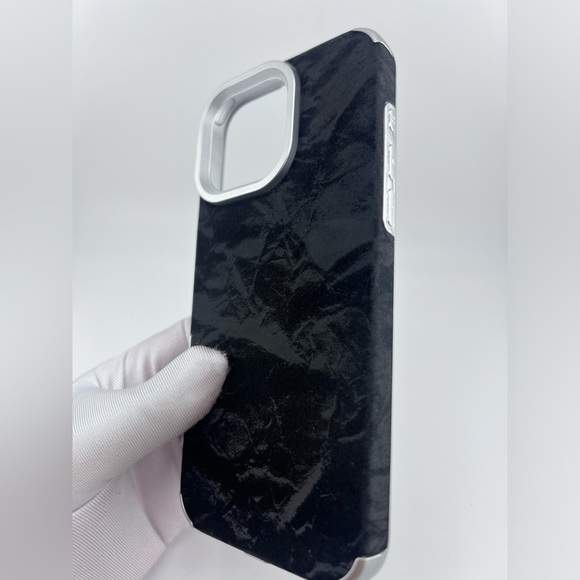 iPhone 16 Pro Max Case – Crushed Velvet Texture,Silver Frame,Luxe & Minimalist - Picture 6 of 6